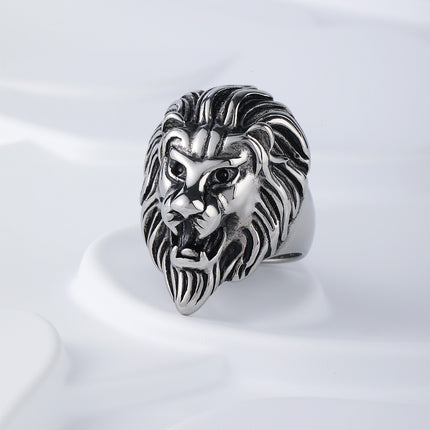 Anillo Con Diseño Vintage De Cabeza De León Para Hombre De Acero Inoxidable