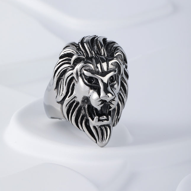 Anillo Con Diseño Vintage De Cabeza De León Para Hombre De Acero Inoxidable