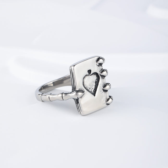 Anillo Vintage Con Diseño De Corazón Y Libro En Acero Inoxidable