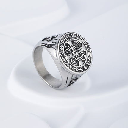 Anillo Con Diseño De Moneda Vintage En Acero Inoxidable Chapado En Plata