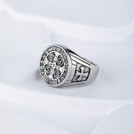Anillo Con Diseño De Moneda Vintage En Acero Inoxidable Chapado En Plata