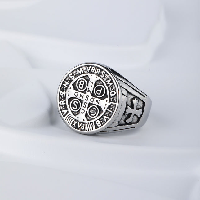 Anillo Con Diseño De Moneda Vintage En Acero Inoxidable Chapado En Plata