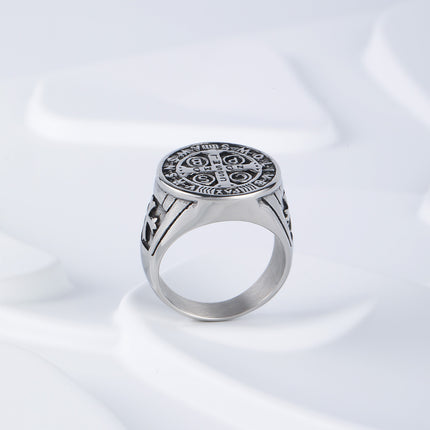 Anillo Con Diseño De Moneda Vintage En Acero Inoxidable Chapado En Plata