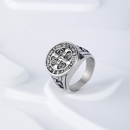Anillo Con Diseño De Moneda Vintage En Acero Inoxidable Chapado En Plata
