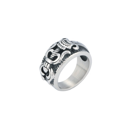Anillo Vintage Con Diseño De Cinturón En Acero Inoxidable Chapado En Plata