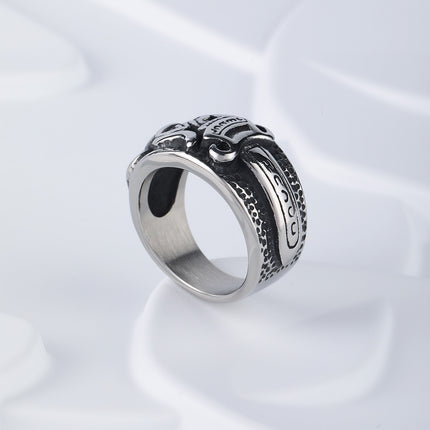 Anillo Vintage Con Diseño De Cinturón En Acero Inoxidable Chapado En Plata
