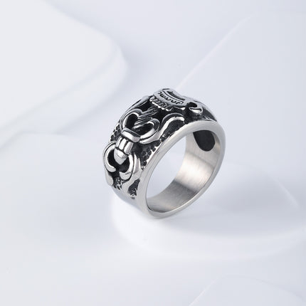 Anillo Vintage Con Diseño De Cinturón En Acero Inoxidable Chapado En Plata