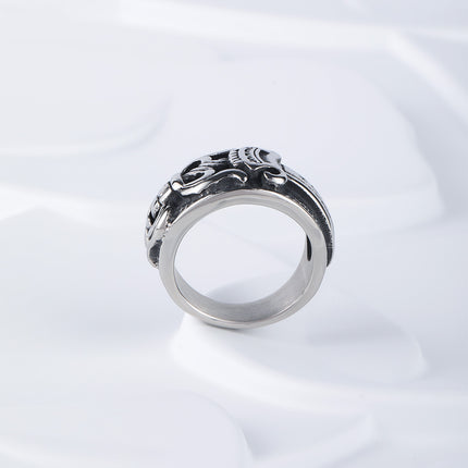 Anillo Vintage Con Diseño De Cinturón En Acero Inoxidable Chapado En Plata