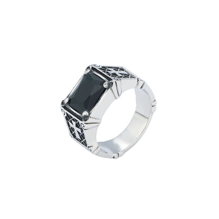 Anillo Con Diseño Cruz Con Piedra Vintage Para Hombre En Acero Inoxidable