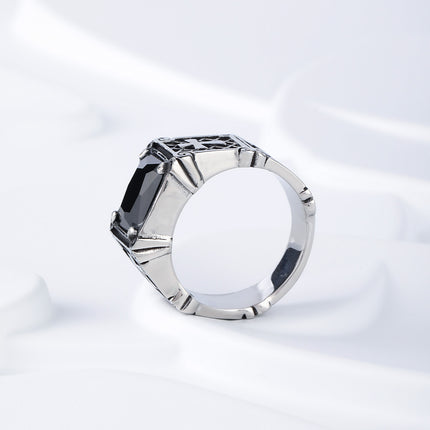 Anillo Con Diseño Cruz Con Piedra Vintage Para Hombre En Acero Inoxidable