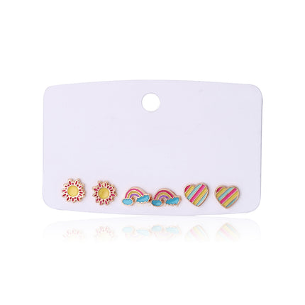 Aretes Para Niños De Aleación Dulces Con Diseños De Sol, Arcoíris Y Corazón