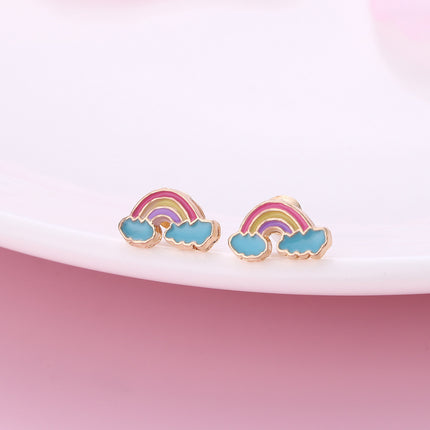 Aretes Para Niños De Aleación Dulces Con Diseños De Sol, Arcoíris Y Corazón