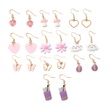 Set De Aretes Infantiles De 10 Pares Con Arcoíris, Perlas Y Mariposas