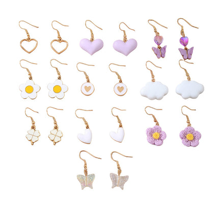 Set De Aretes Infantiles De 10 Pares Con Arcoíris, Perlas Y Mariposas