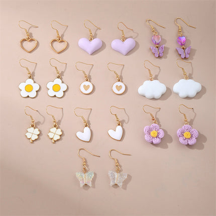 Set De Aretes Infantiles De 10 Pares Con Arcoíris, Perlas Y Mariposas