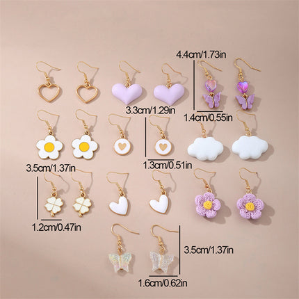 Set De Aretes Infantiles De 10 Pares Con Arcoíris, Perlas Y Mariposas