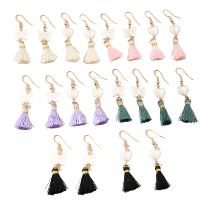 Set De Aretes Infantiles De 10 Pares Con Arcoíris, Perlas Y Mariposas