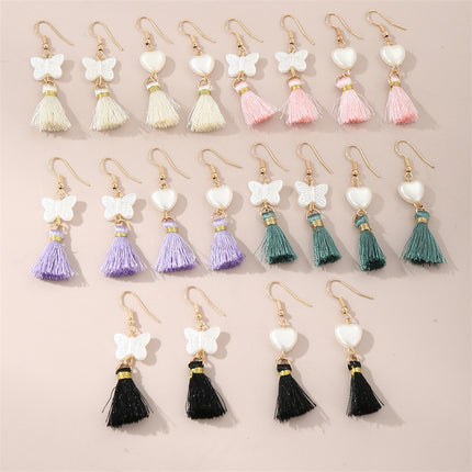 Set De Aretes Infantiles De 10 Pares Con Arcoíris, Perlas Y Mariposas