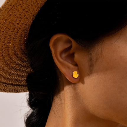 Aretes Moda De Pato Amarillo De Acero Inoxidable Para Mujer