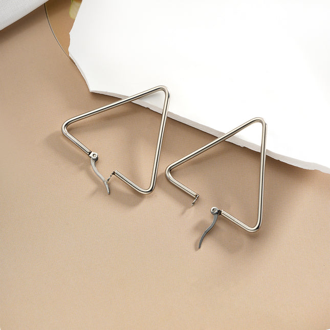 Aretes Broqueles Con Diseño Triangulares De Acero Inoxidable