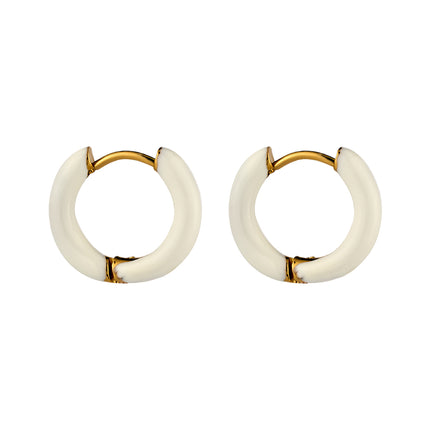 Aretes Broqueles Blancos De Acero Inoxidable, Estilo Minimalista