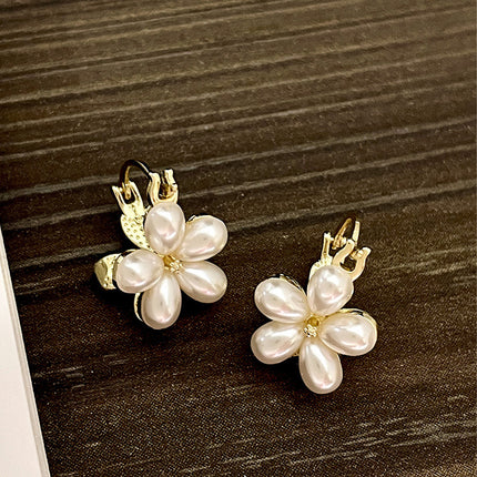 Aretes De Cristal Con Diseño De Doble Flor Vintage, Blanco Y Vino