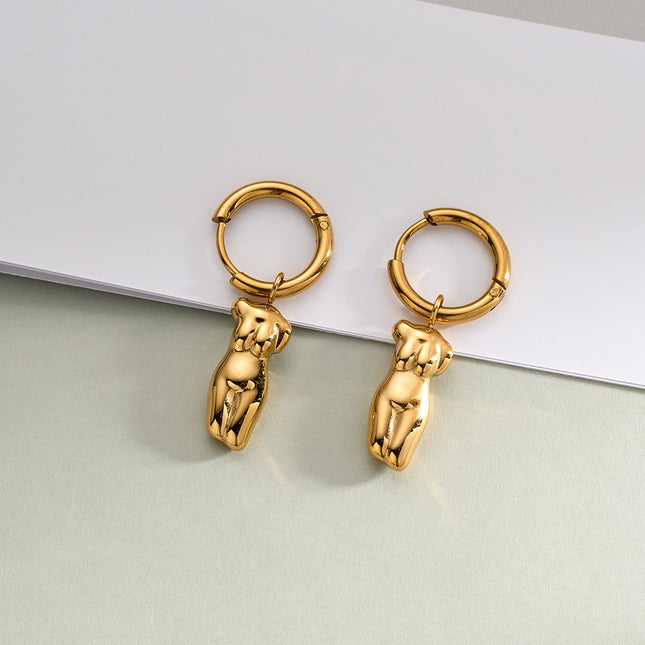 Aretes Broqueles Circular Con Forma De Modelo De Moda De Acero Inoxidable