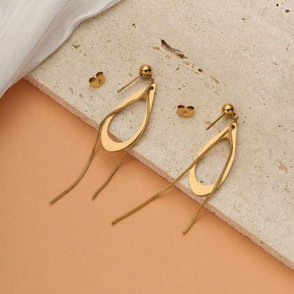 Aretes Broqueles De Corte Con Bolas De Acero Inoxidable Chapado En Oro 14K