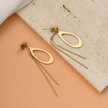 Aretes Broqueles De Corte Con Bolas De Acero Inoxidable Chapado En Oro 14K