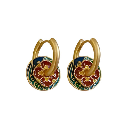 Aretes De Estilo Retro Con Colores Contrastantes Elegancia Única