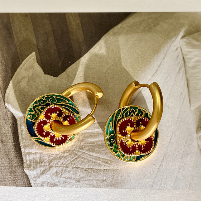 Aretes De Estilo Retro Con Colores Contrastantes Elegancia Única