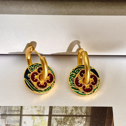 Aretes De Estilo Retro Con Colores Contrastantes Elegancia Única