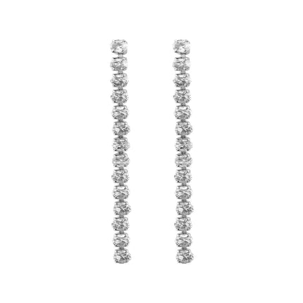 Aretes Broqueles Ovalados Con Diamantes Blancos De Acero Inoxidable