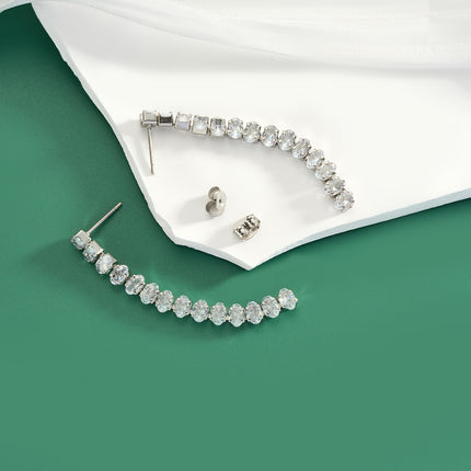 Aretes Broqueles Ovalados Con Diamantes Blancos De Acero Inoxidable