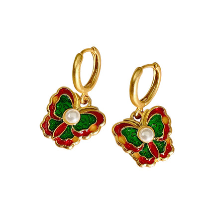 Aretes De Cobre Con Enamelado Rojo Y Verde Elegancia En Color