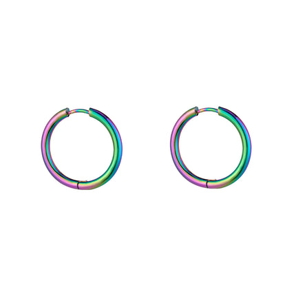 Aretes Broqueles De Acero Inoxidable Con Acabado Pulido Y Baño De Colorido