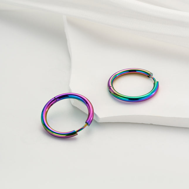 Aretes Broqueles De Acero Inoxidable Con Acabado Pulido Y Baño De Colorido