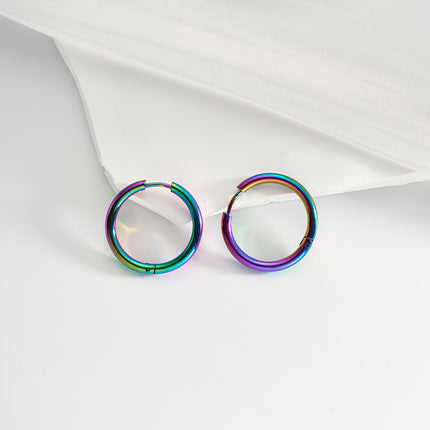 Aretes Broqueles De Acero Inoxidable Con Acabado Pulido Y Baño De Colorido