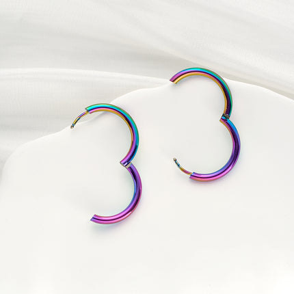 Aretes Broqueles De Acero Inoxidable Con Acabado Pulido Y Baño De Colorido
