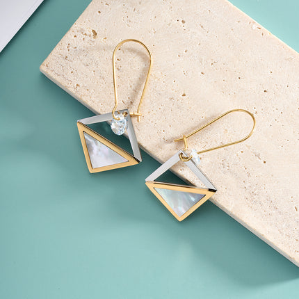 Aretes Broqueles Con Diseño De Óvalo Con Cuadrado Hueco Y Gradiente De Color Con Diamantes De Acero Inoxidable