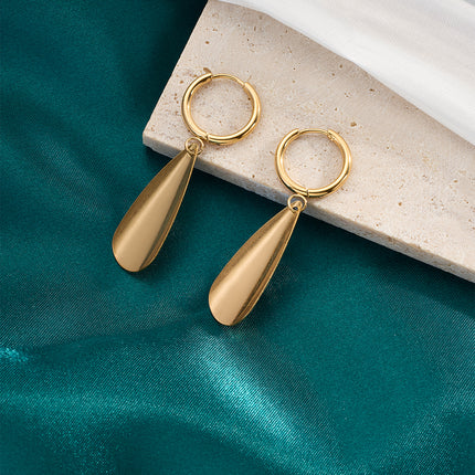 Aretes Broqueles De Acero Inoxidable Con Diseño De Círculo Y Gota Azul Profunda Con Brillo