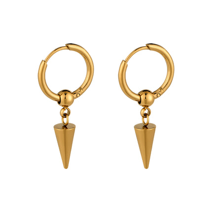 Aretes Broqueles De Acero Inoxidable Con Diseño De Círculo Y Cono