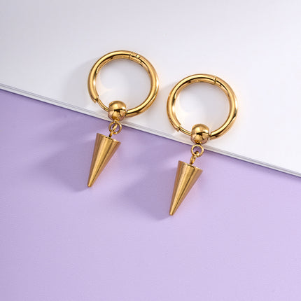 Aretes Broqueles De Acero Inoxidable Con Diseño De Círculo Y Cono