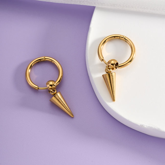 Aretes Broqueles De Acero Inoxidable Con Diseño De Círculo Y Cono