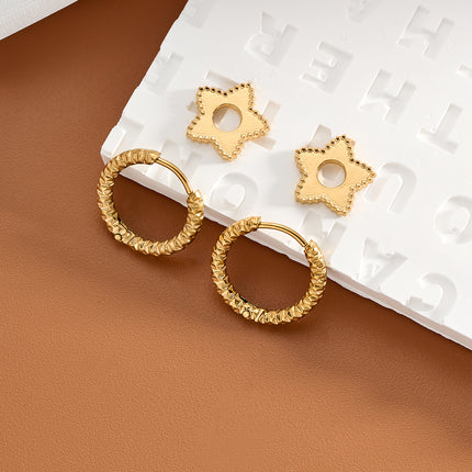 Aretes Broqueles De Acero Inoxidable Con Diseño De Aretes Estrella