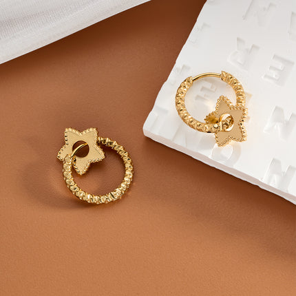 Aretes Broqueles De Acero Inoxidable Con Diseño De Aretes Estrella
