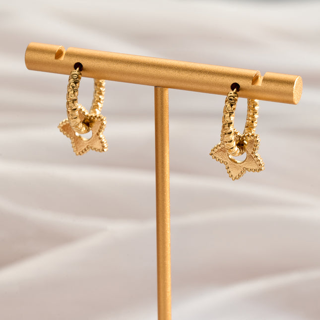 Aretes Broqueles De Acero Inoxidable Con Diseño De Aretes Estrella