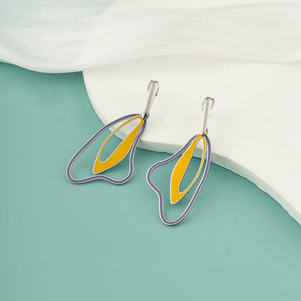 Aretes Broqueles De Acero Inoxidable Con Formas Irregulares Y Mezcla De Colores