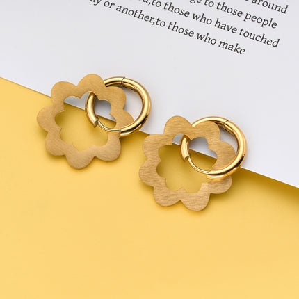 Aretes Broqueles De Acero Inoxidable Con Diseño De Flor Verde En Circulo