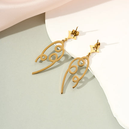 Aretes Largos De Gota Con Cinta De Color Y Efecto Azul De Acero Inoxidable